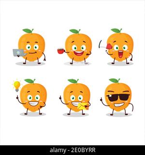 Orange Frucht Cartoon-Charakter mit verschiedenen Arten von Business-Emoticons Stock Vektor
