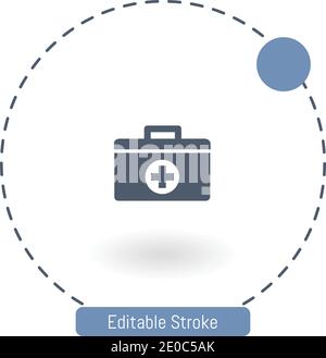 Erste-Hilfe-Tasche Vektorsymbol editierbare Strichkontursymbole Für Web und mobile Geräte Stock Vektor