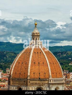 Europa, Italien, Florenz, Dach der Kuppel von Florenz. Beliebtes Touristenziel. Stockfoto