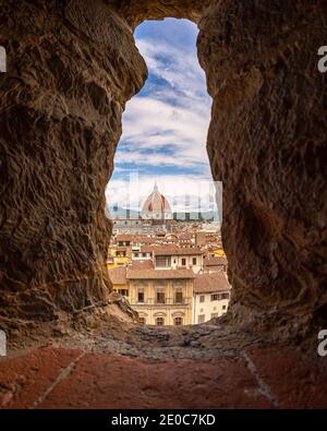 Europa, Italien, Florenz, Dach der Kuppel von Florenz. Beliebtes Touristenziel. Stockfoto