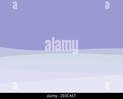 Winterlandschaft mit fallendem Schnee im minimalistischen Stil. Verschneite wellige Landschaft mit Hügeln. Boho Decor für Drucke, Poster und Interior Design. Mittelzentu Stock Vektor
