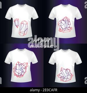 T-Shirts mit Mineralien, Kristallen Stock Vektor