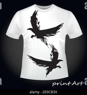 Flying Birds - Aufdruck auf einem T-Shirt Stock Vektor