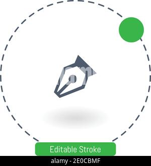 Stift-Punkt-Werkzeug in diagonaler Position für das Schreiben Interface-Symbol vektorsymbol editierbare Konturumrisssymbole für Web und mobile Geräte Stock Vektor
