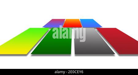 Farbige Karten isoliert auf weißem Hintergrund. Stockfoto