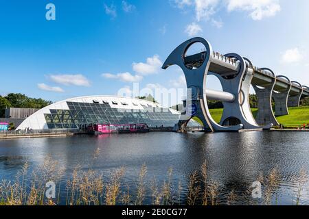 Falkirk Wheel Rotating boat lift, Falkirk, Schottland, Vereinigtes Königreich, Europa Stockfoto