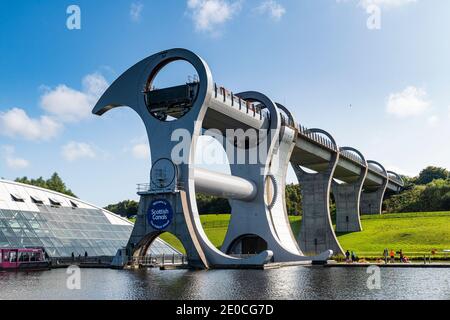 Falkirk Wheel Rotating boat lift, Falkirk, Schottland, Vereinigtes Königreich, Europa Stockfoto