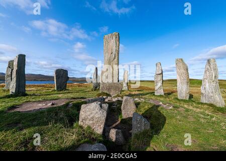 Callanish Stones, stehende Steine aus der Jungsteinzeit, Isle of Lewis, Äußere Hebriden, Schottland, Vereinigtes Königreich, Europa Stockfoto