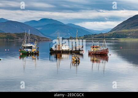 Fischerboote, Bay of Ullapool, Ross and Cromarty, Highlands, Schottland, Vereinigtes Königreich, Europa Stockfoto