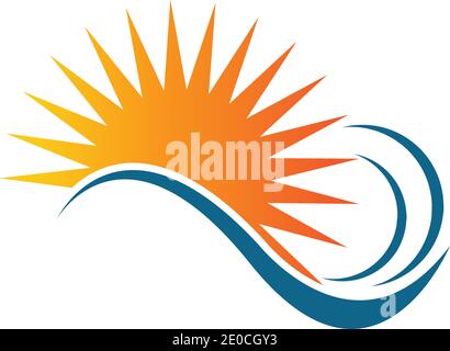 Meer Wasser Welle und Sonne Symbol Vektor Illustration Design Logo - Vektor Stock Vektor
