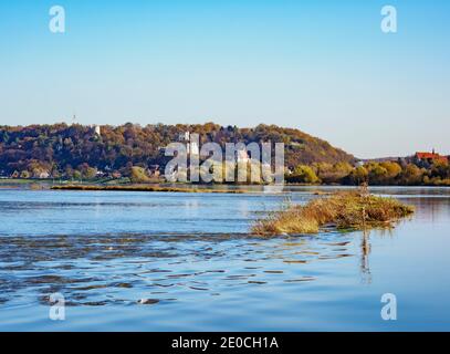 Blick über die Weichsel Richtung Kazimierz Dolny, Woiwodschaft Lublin, Polen, Europa Stockfoto