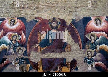 Christus der Richter gemalt 1293 von Pietro Cavallini in Santa Cecilia, Rom, Latium, Italien, Europa Stockfoto