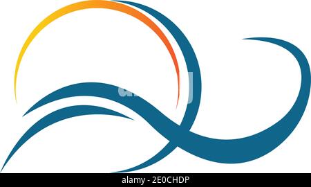 Meer Wasser Welle und Sonne Symbol Vektor Illustration Design Logo - Vektor Stock Vektor