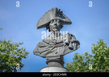 Bueste, Friedrich der Grosse, Volkspark Friedrichshain, Berlin, Deutschland Stockfoto