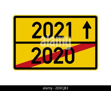 Frohes neues Jahr 2021 Straßenschild Konzept Stockfoto