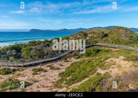 Blick auf den Neck of Bruny Island in Tasmanien, Australien Stockfoto