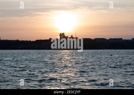 Tynemouth Hafen bei Sonnenuntergang Stockfoto