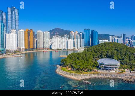 Luftaufnahme des Nurimaru APEC Hauses in Busan, Republik Korea Stockfoto