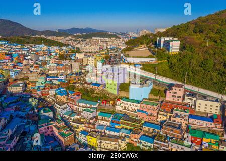 Luftaufnahme des Gamcheon Kulturdorfes in Busan, Republik Korea Stockfoto