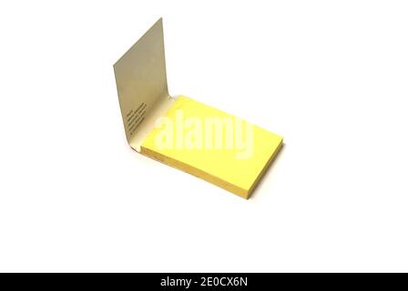 A blank page in the Notepad on the table in a white background Stockfoto