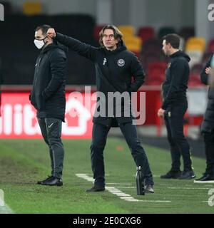 London, Großbritannien. Dezember 2020. Brentford-Manager Thomas Frank während des Spiels der EFL Sky Bet Championship zwischen Brentford und Bournemouth im Brentford Community Stadium, London, England am 30. Dezember 2020. Foto von Ken Sparks. Nur redaktionelle Verwendung, Lizenz für kommerzielle Nutzung erforderlich. Keine Verwendung bei Wetten, Spielen oder Veröffentlichungen einzelner Vereine/Vereine/Spieler. Kredit: UK Sports Pics Ltd/Alamy Live Nachrichten Stockfoto