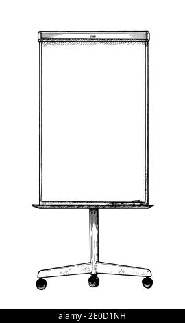 Zeichnung eines leeren Büro-Flipchart auf dem Monopod. Stock Vektor