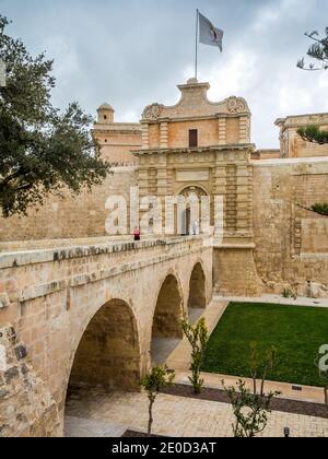 Mdina city Gates. Alte Festung. Malta Stockfoto