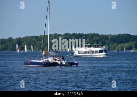 Segelboot Dampfer Wannsee, Berlin, Deutschland Stockfoto