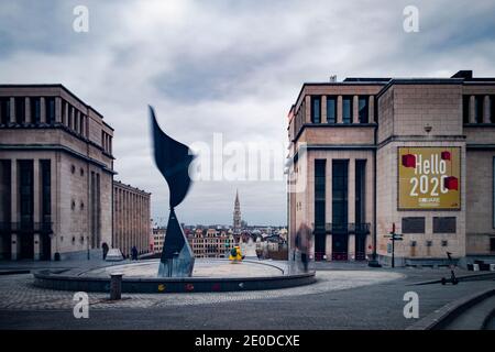 Brüssel unter Belagerung der globalen Pandemie Stockfoto