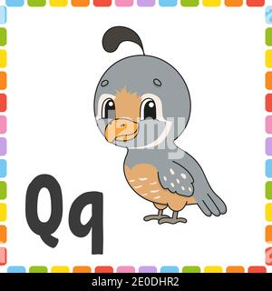 Lustiges Alphabet. ABC-Flash-Karten. Cartoon niedlichen Charakter auf weißem Hintergrund isoliert. Für Kindererziehung. Lernbriefe. Vektorgrafik Stock Vektor