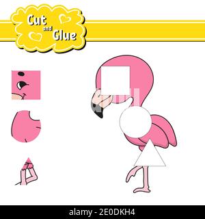 Schneiden und Kleben. Bildung Entwicklung Arbeitsblatt. Aktivität Seite. Spiel für Kinder. Isolierte Vector Illustration cute Cartoon Stil. Stock Vektor