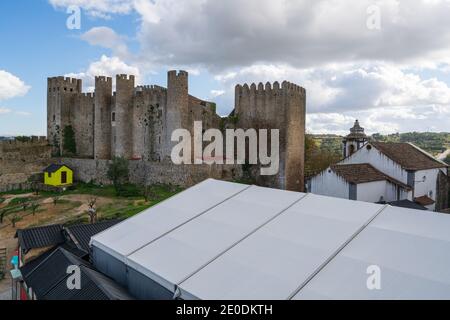 Obidos schöne Dorf Burg Festung Fort Turm in Portugal Stockfoto