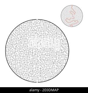 Schwieriges großes Labyrinth. Spiel für Kinder und Erwachsene. Puzzle für Kinder. Labyrinth-Rätsel. Finden Sie den richtigen Weg. Flache Vektorgrafik. Stock Vektor