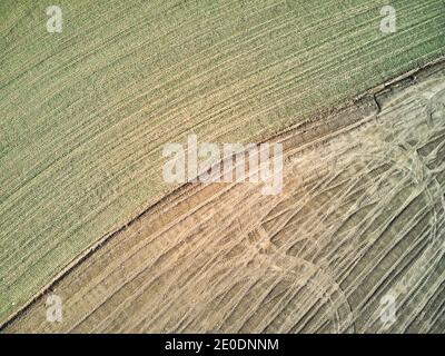 Geometrien von Natur und Mensch. Blick von oben. Stockfoto