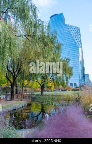 Wolkenkratzer im Zentrum der Insel Yeouido in Seoul, Republik Korea Stockfoto
