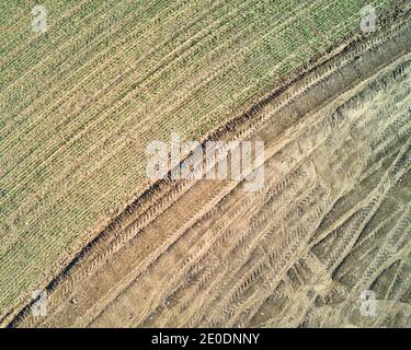 Geometrien von Natur und Mensch. Blick von oben. Stockfoto