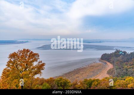 Nordkorea vom Odu Mt. Observatorium für die Vereinigung, Republik Korea Stockfoto
