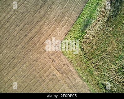 Geometrien von Natur und Mensch. Blick von oben. Stockfoto