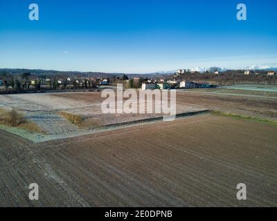 Geometrien von Natur und Mensch. Blick von oben. Stockfoto