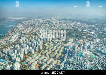 Luftaufnahme des olympiaparks in Seoul, Republik Korea Stockfoto