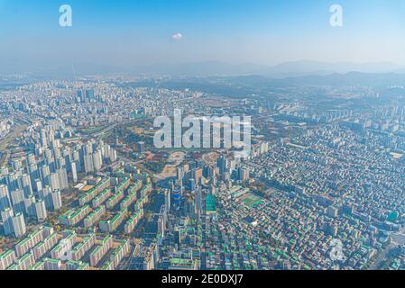 Luftaufnahme des olympiaparks in Seoul, Republik Korea Stockfoto