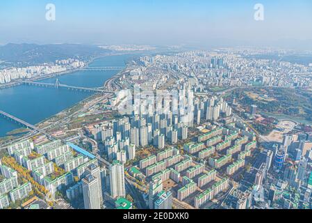 Luftaufnahme des olympiaparks in Seoul, Republik Korea Stockfoto