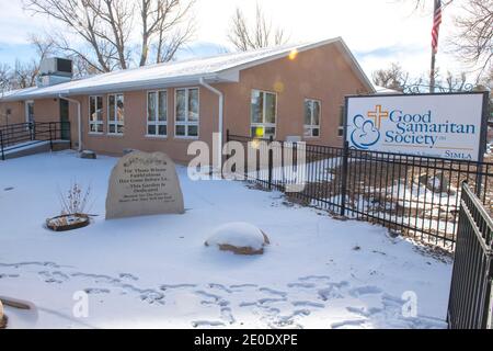 Colorado, USA. 31. Dez. 2020 das Good Samaritan Society Nursing Home in Simla, Colorado, wo der erste Fall der USA der ansteckenden Variante von Covid-19 zurückverfolgt wurde.(ALAMY LIVE NEWS/Chuck Bigger credit:Chuck Bigger/Alamy Live News Stockfoto