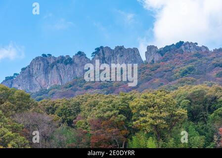 Gipfel des Naejangsan Nationalparks in der Republik Korea Stockfoto