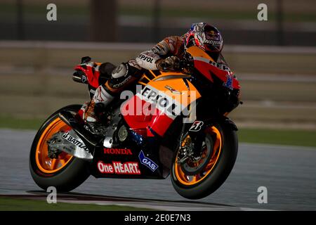 Australiens MotoGP-Fahrer Casey Stoner von Honda HRC beim Rennen des Grand Prix von Katar am Sonntag, den 8. April 2012. Foto von Malkon/ABACAPRESS.COM Stockfoto