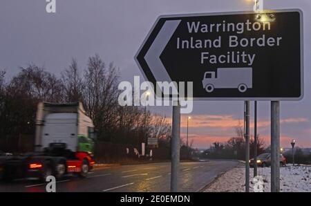 Schild für Warrington Binnengrenzanlage, Barley Castle Lane, Appleton Thorn, Warrington, WA4 4SR Stockfoto