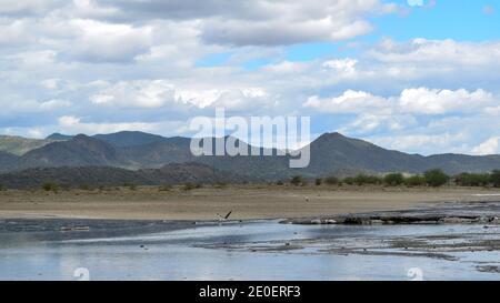 Landschaftlich schöner Blick auf den See Magadi gegen den Himmel in Magadi, Rift Valley Stockfoto