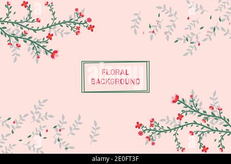 Blume und Blätter Hintergrund rosa Design Stock Vektor