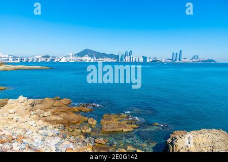 Panorama von Busan von Igidae, Republik Korea Stockfoto