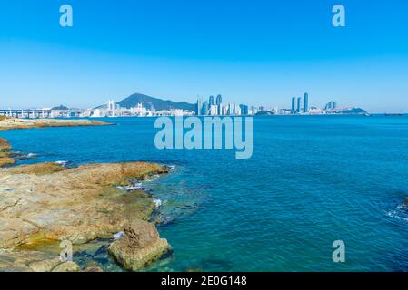 Panorama von Busan von Igidae, Republik Korea Stockfoto